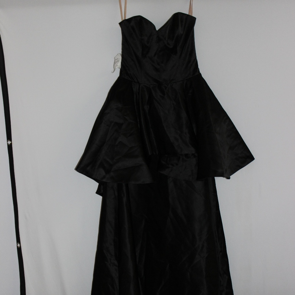 Fame and Partners Black  Satin Strapless Gown